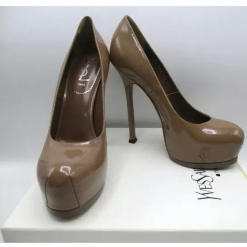 YSL Tribtoo 105 Nude Patent Leather pumps size 39